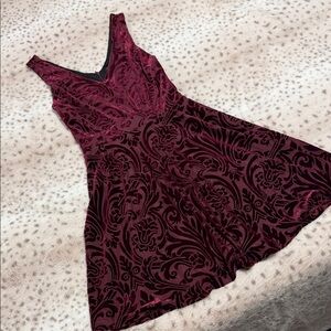 Aqua Deep Red Patterned Mini Dress